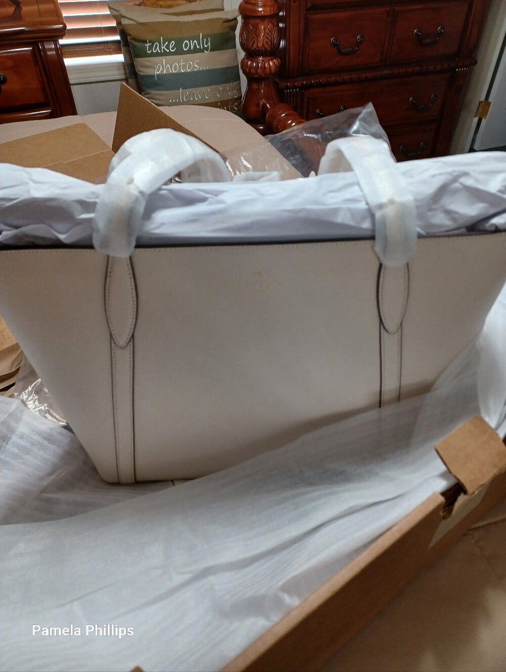 kate spade Cream Leather Tote with Front Pocket - Picture 5 of 8